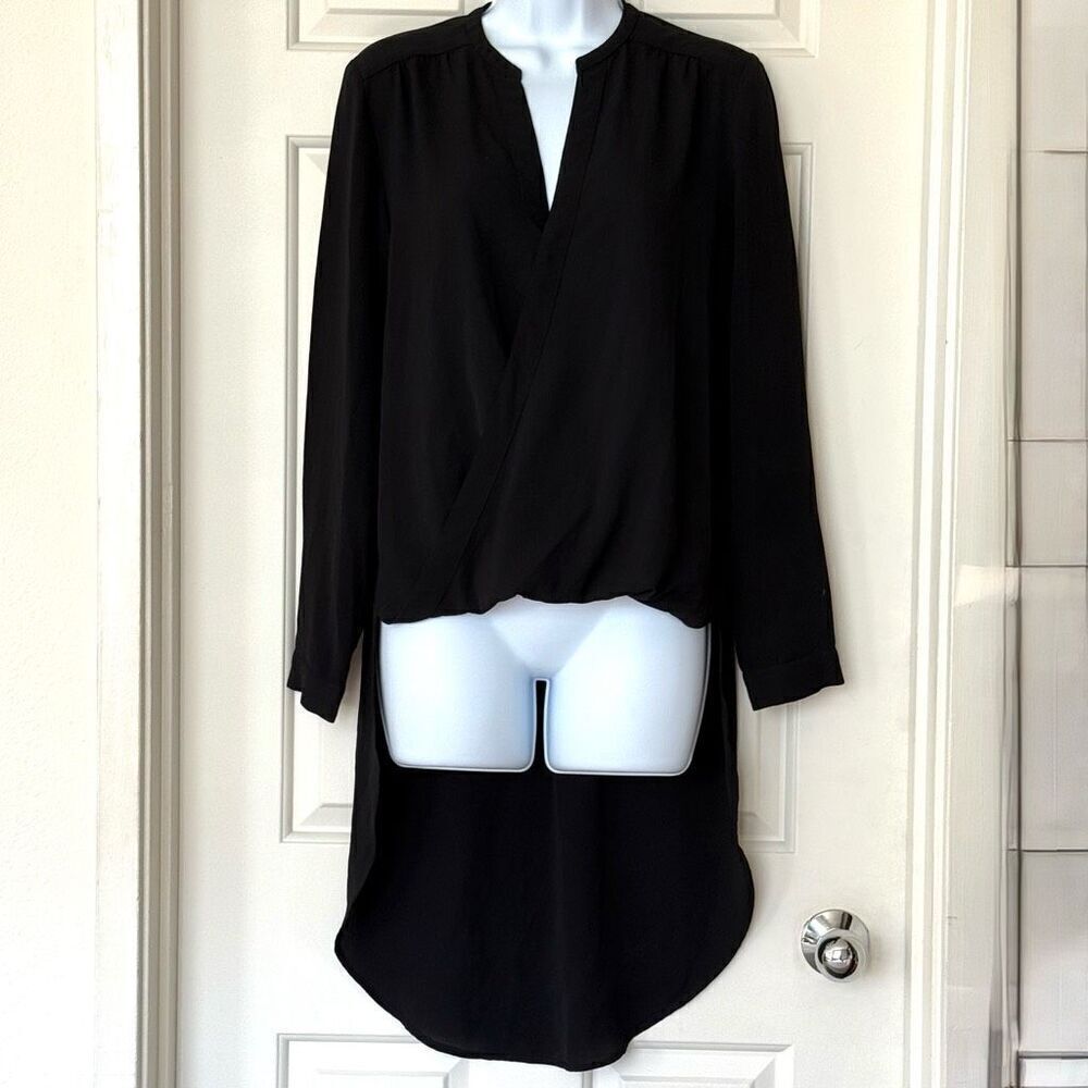 Philosophy Long sleeved Surplice Neck Tunic High-Low Blouse
